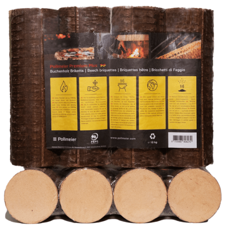 Runde Buche Briketts halbe Palette 480 kg – 48 Packungen à 10 kg