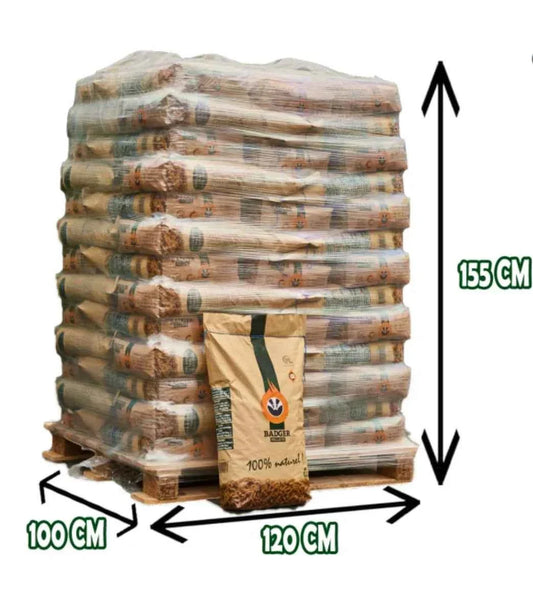 Badger Holzpellets Einwegpalette ENplus A1 & DINplus – 100% Nadelholz, Belgien