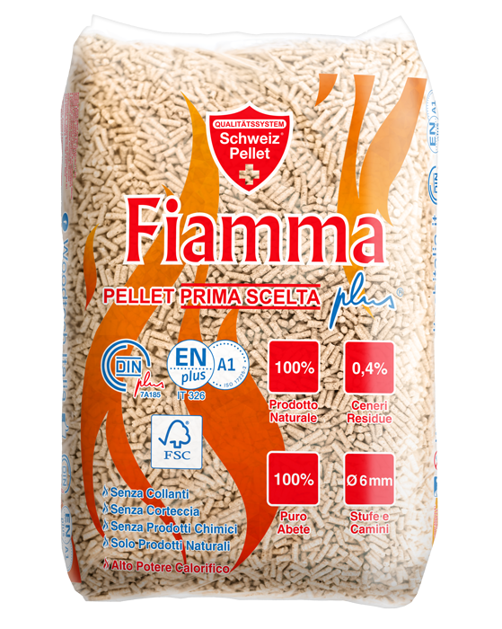Pellet Fiamma Super Premium Holzpellets 6 mm – 1080 kg, 72 Säcke 15 kg