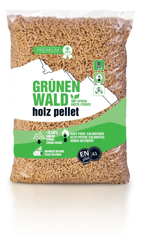 Holzpellets 100% Weißtanne Palette 1080 kg – 72 Säcke à 15 kg