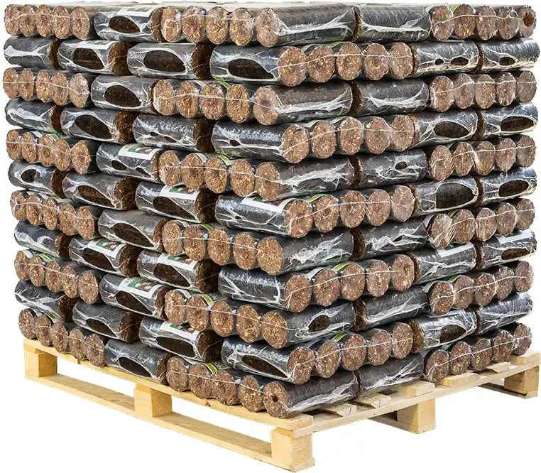 Nachtbriketts aus Rinde 840 kg – 8-10 Std. Gluthaltung, 100 Pakete à 10 kg