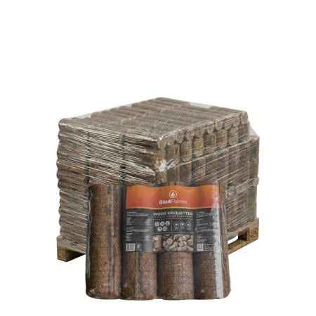 Runde Naturholzbriketts halbe Palette 456 kg – 95 Packungen à 4,8 kg, PEFC