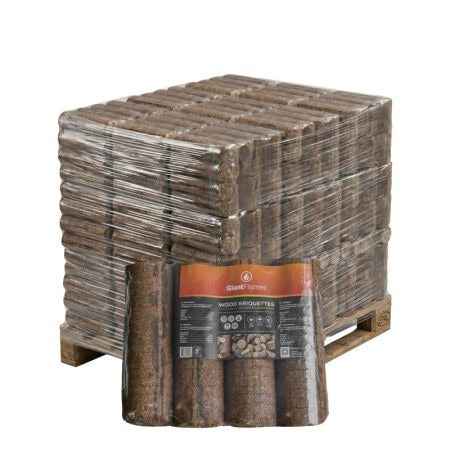 Runde Holzbriketts ganze Palette 912 kg – 190 Packungen à 4,8 kg, PEFC