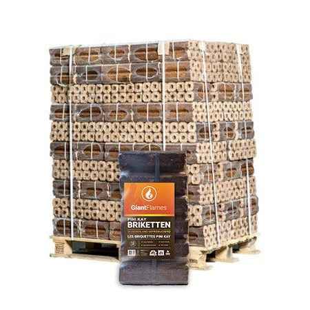 Pini Kay Briketts 960 kg – ganze Palette, 96 Säcke à 10 kg