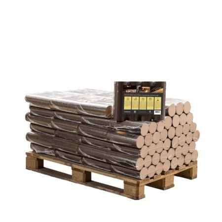Runde Buche Briketts halbe Palette 480 kg – 48 Packungen à 10 kg