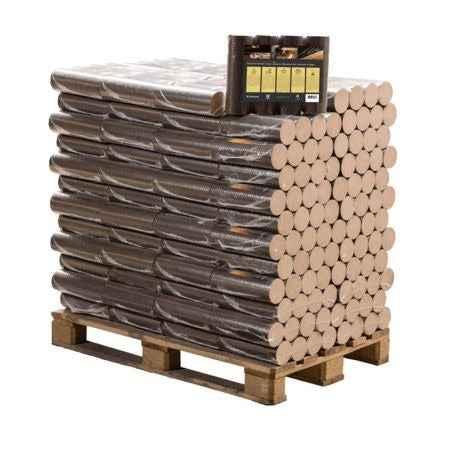 Runde Buche Briketts ganze Palette 960 kg – 96 Packungen à 10 kg