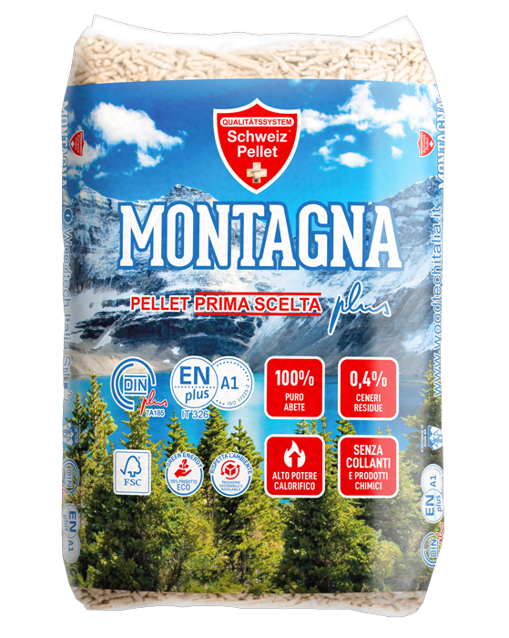 Pellet Montagna Super Premium Holzpellets 6 mm – 1080 kg, 72 Säcke 15 kg